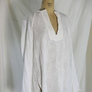 White cotton Chicos embroidered XL Women's tunic